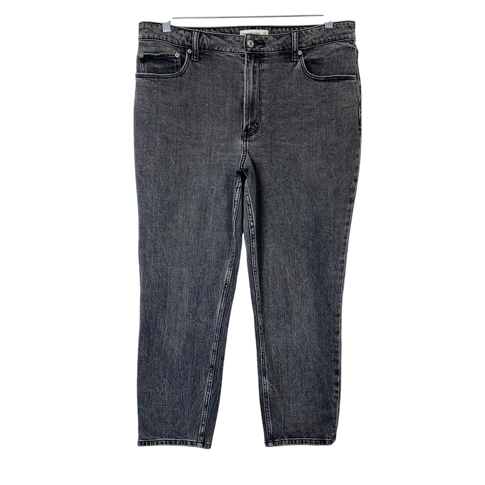 Abercrombie Fitch Mom High Rise Jeans‎ Women's Size 32 Black Gray Curve Love